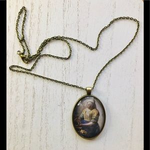 🌈3/$20 Handmade Handcrafted Baroque Vermeer Art Cameo Necklace